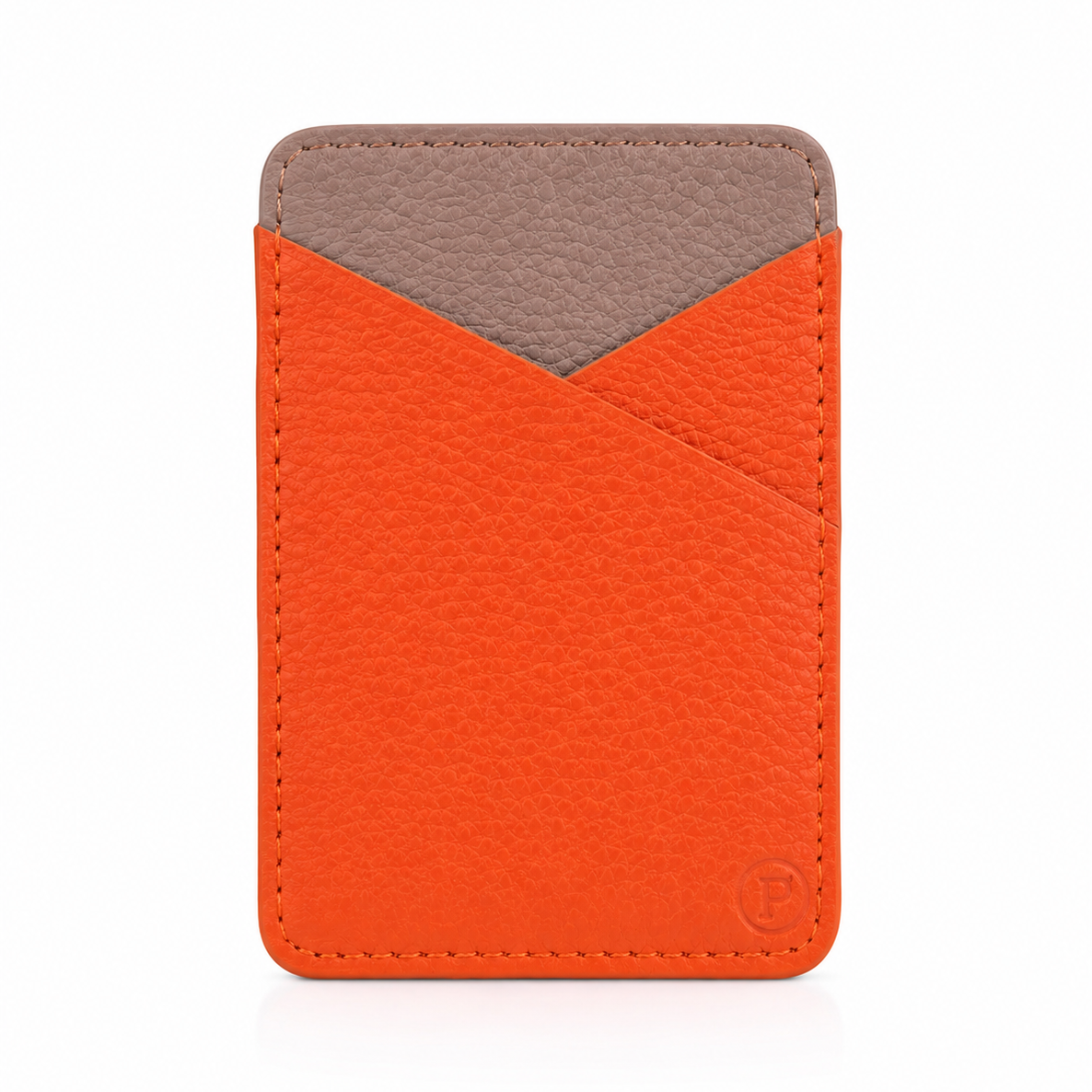 Tarjetero cuero vegano | Naranja & Taupe